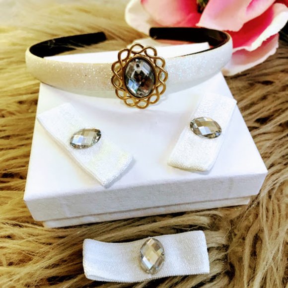 Princess Jasmine Set White Glitter Headband - Picture 1 of 3